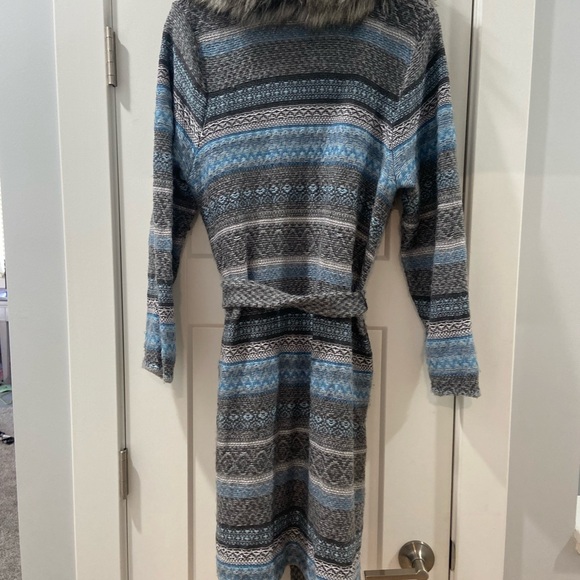 Chico’s Elaine Cardigan Duster with fur Blue Size 2 (Large) - Picture 8 of 14